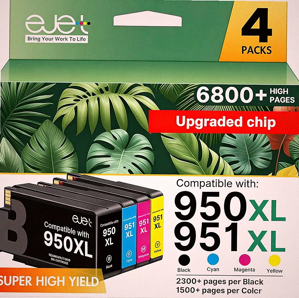 950XL and 951XL Ink Cartridges Combo Pack Replacement for HP 950 951 Ink Cartrid