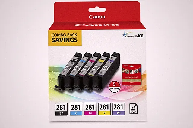 Canon 2091C006 CLI-281 Ink & Paper Combo Pack 5x5 Glossy