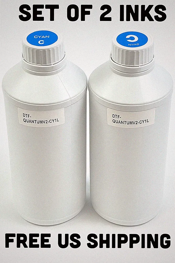 DTF Ink Cyan 1 Liter Refill for DTF Printers Set of 2 Bottles