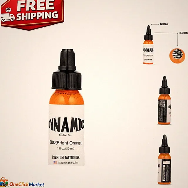 Dynamic 1 oz Bright Orange Tattoo Ink - Long-Lasting & Smooth Flow Since 1990