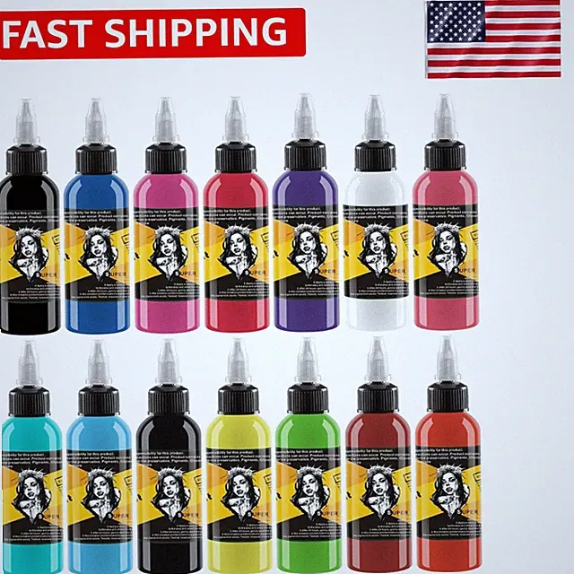 Dynamic 14-Color Tattoo Ink Set with Microknife Paint - 1 oz Bottles for Artists