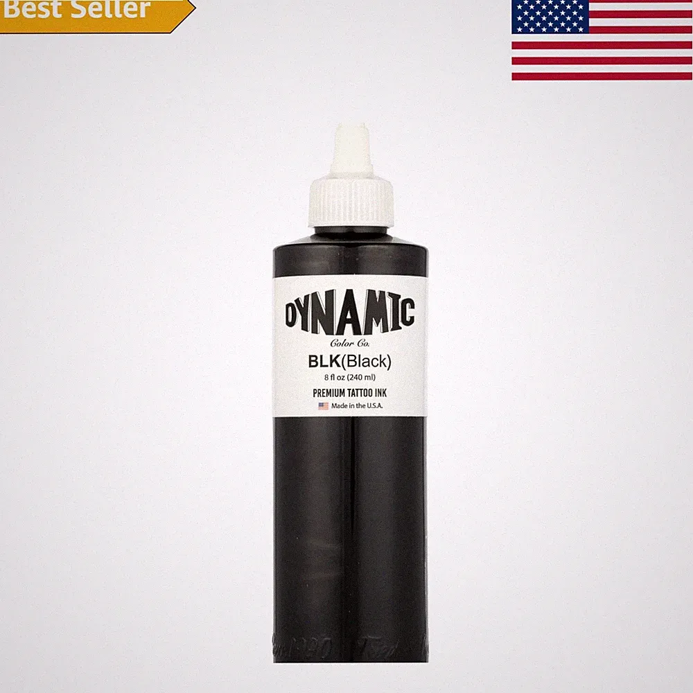 Dynamic 8oz Black Tattoo Ink - Authentic, Long-lasting Color for Professionals
