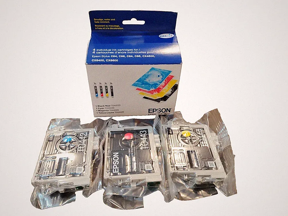 EPSON T0442 T0443 T0444 Ink Cartridges - Long-Lasting, Water-Resistant Exp. 3/18