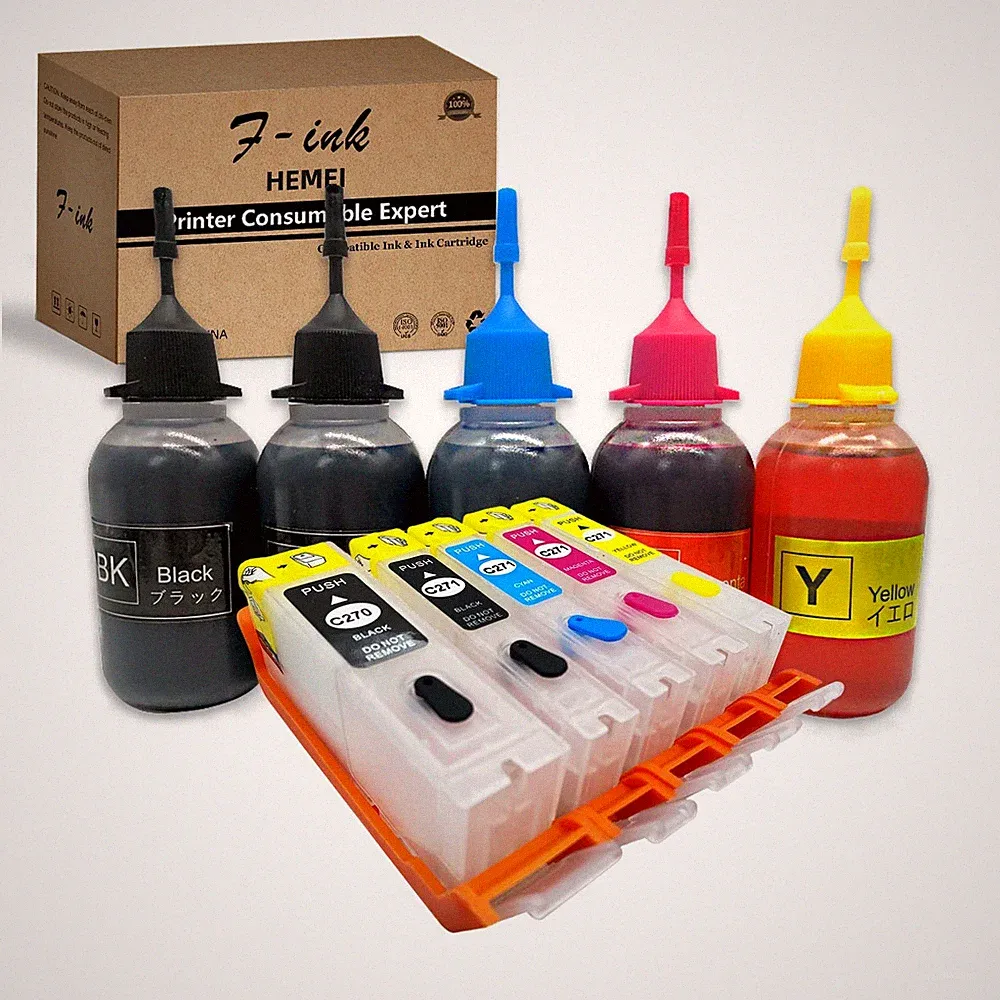 F-INK Refillable Ink Cartridges and 5x50ml Ink Refill Kits Compatible for Can...