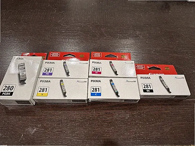 Genuine Canon Pixma TS8120 TS9120 Set Of Inks 281 (PB, Y, M,C, BK) & 281 PGBK