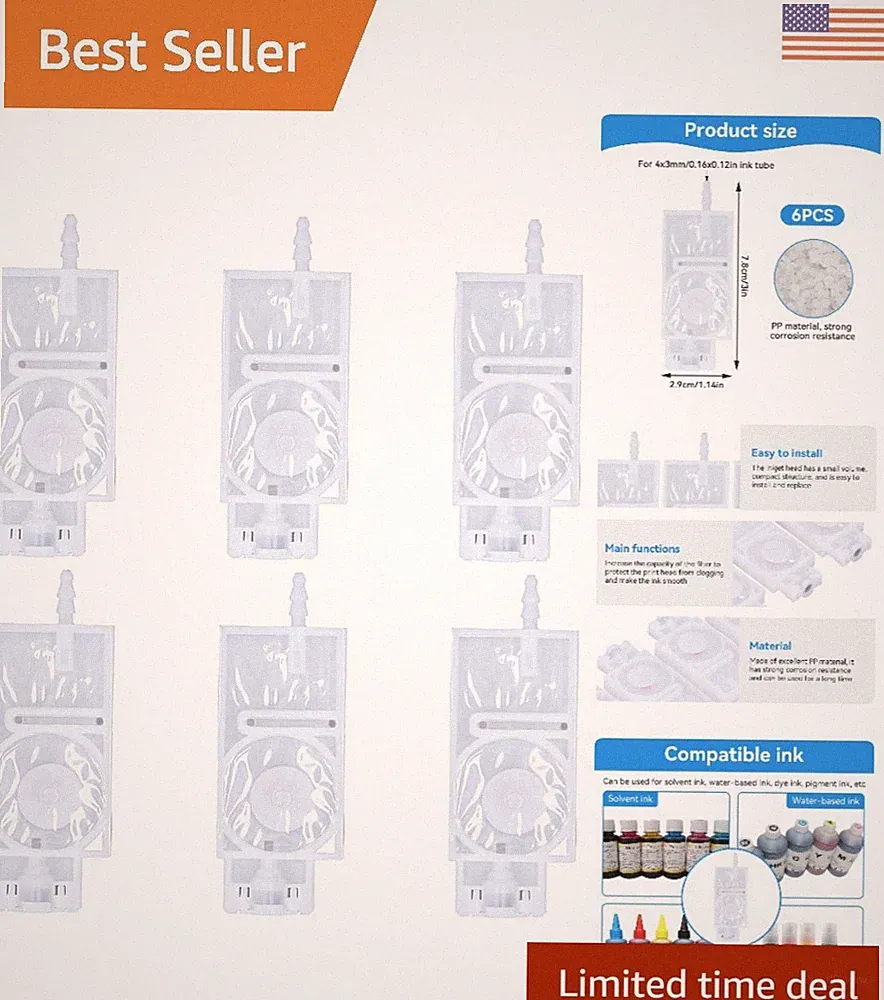 Long-Lasting 6pcs Ink Damper Set for XP600 - Protects Print Head from Clogging