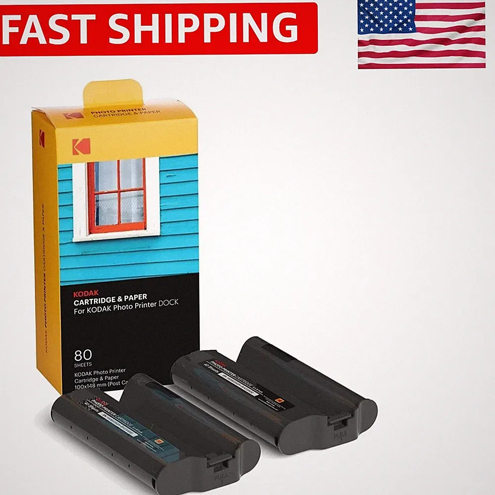 Long Lasting Kodak Dock Printer Cartridge & Glossy 80 Pack Photo Paper Refill