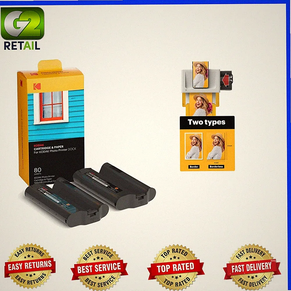 Long-Lasting Kodak PHC-80 Printer Cartridge - 80 Glossy Prints with Color Ink