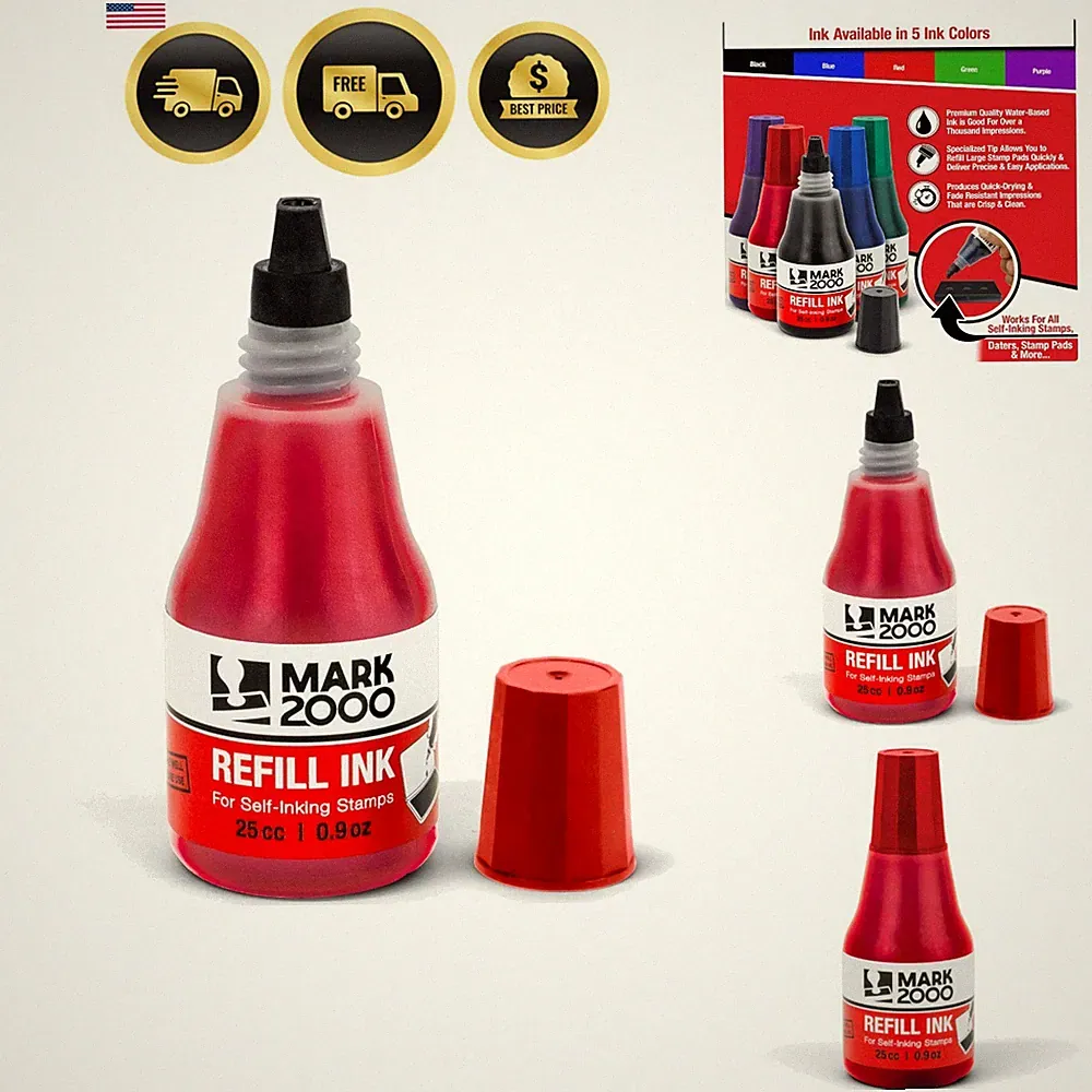 Self-Inking Refill Ink - Red - 25cc 0.9oz